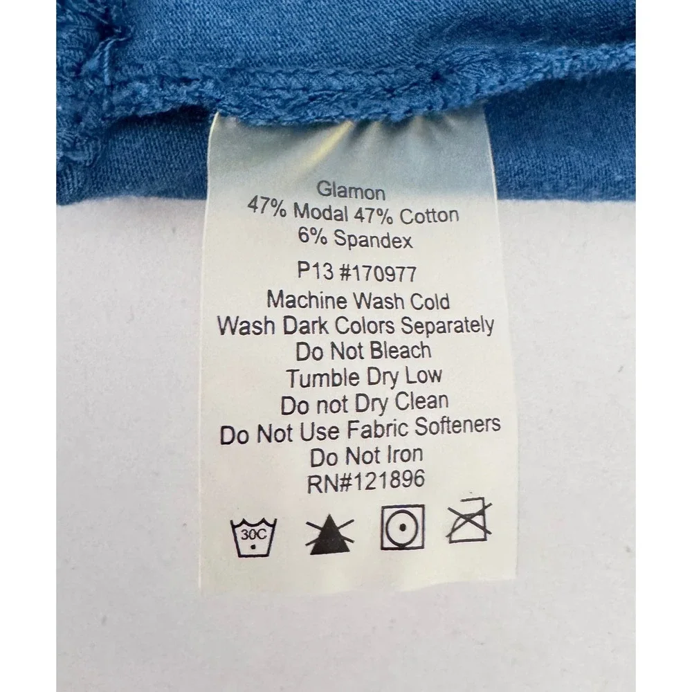 Title Nine‎ knit Skirt sz M Blue Embroidered Pockets Modal Blend comfy